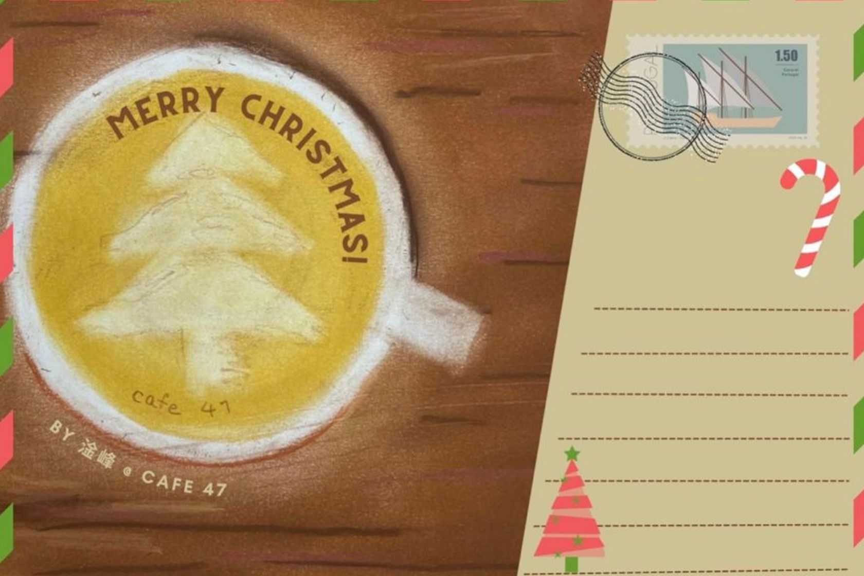 Cafe47 Xmas card (Dry Pastel)